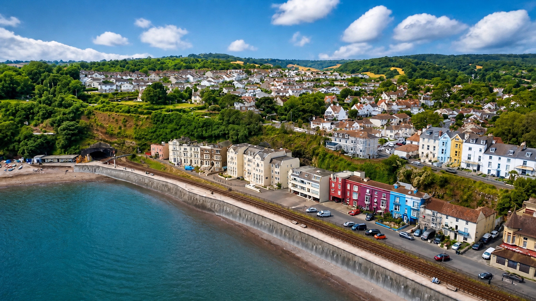 Aerial view over Newton Abbot and the surrounding Teignbridge landscape